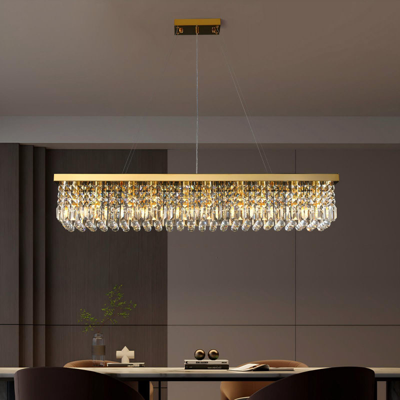Lustre de salon moderne en cristal Frieson, H 11,8 po x l 47,2 po x P 9,8 po