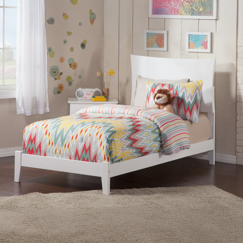 Ralls Solid Wood Foundation Bed, White, Twin