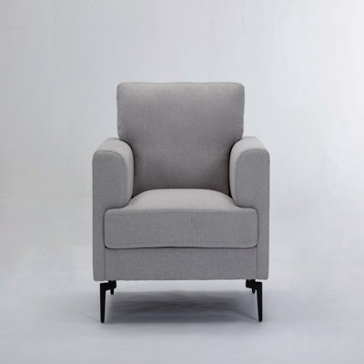 Light Gray Linen Fabric Upholstered Chair