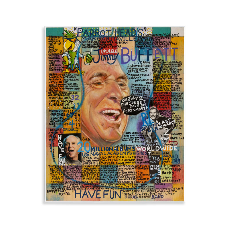 Jimmy Buffet Collage Wall Plaque Art by Sabin