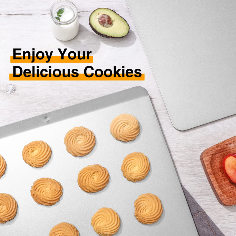 Grande plaque à biscuits 2 pièces sans rebords, plaque de cuisson antiadhésive, plateaux de cuisson commerciaux, 16 po x 14 po, gris
