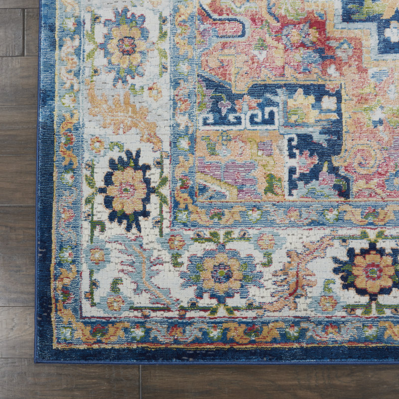 Tapis traditionnel bleu Raymond, Rectangle 8 pi 10 po x 11 pi 10 po