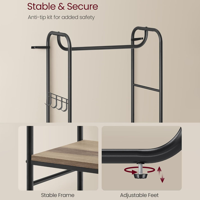 Bayoleth Metal Freestanding 4 - Hook Coat Rack, Camel Brown