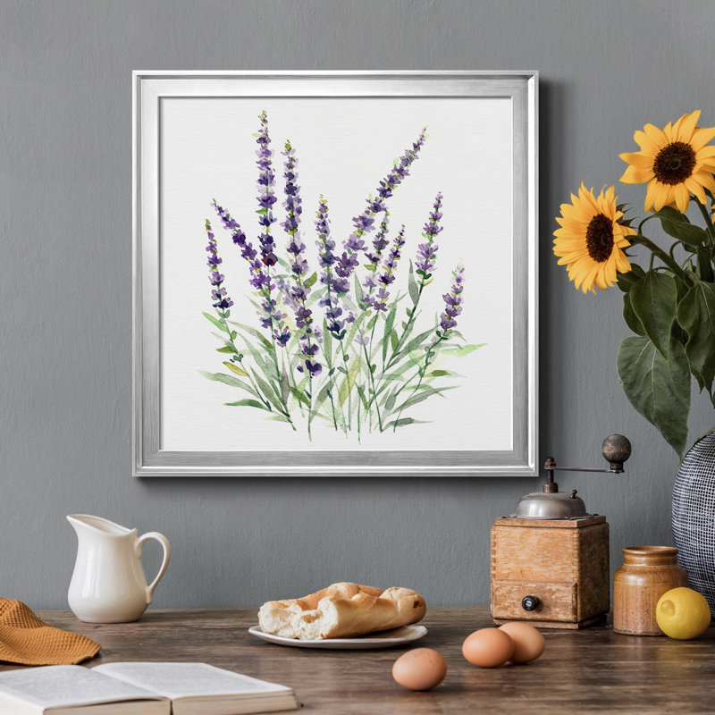 Lavande botanique I - Cadre photo, reproduction d'art sur toile, Toile argentée encadrée, H 30,5 po x l 30,5 po x P 1,5 po
