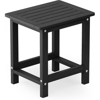 Outdoor Side Table All Weather HIPS Adirondack Patio Side Table Mordern Square End Table for Lawn, Pool, Backyard, Porch, Black