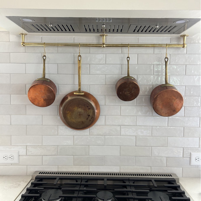 Brass Storage Rail Rack With Hooks - 4" H x 40" W x 4" D