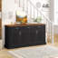 Buffet de style buffet cannelé de 63 po avec rangement, station de café moderne avec 4 portes et 3 tiroirs, console de rangement en bois pour le salon, la salle à manger, noir-445749841