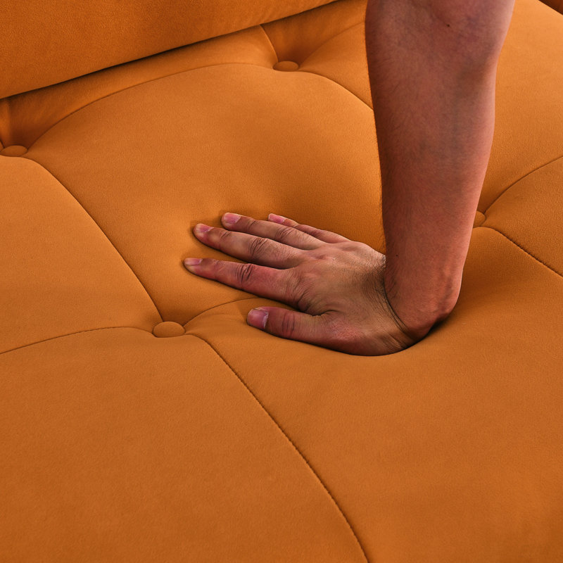 Modular Sectional Sofa, Button Tufted Designed And Diy Combination,L Shaped Couch With Reversible Ottoman, Orange Fabric
