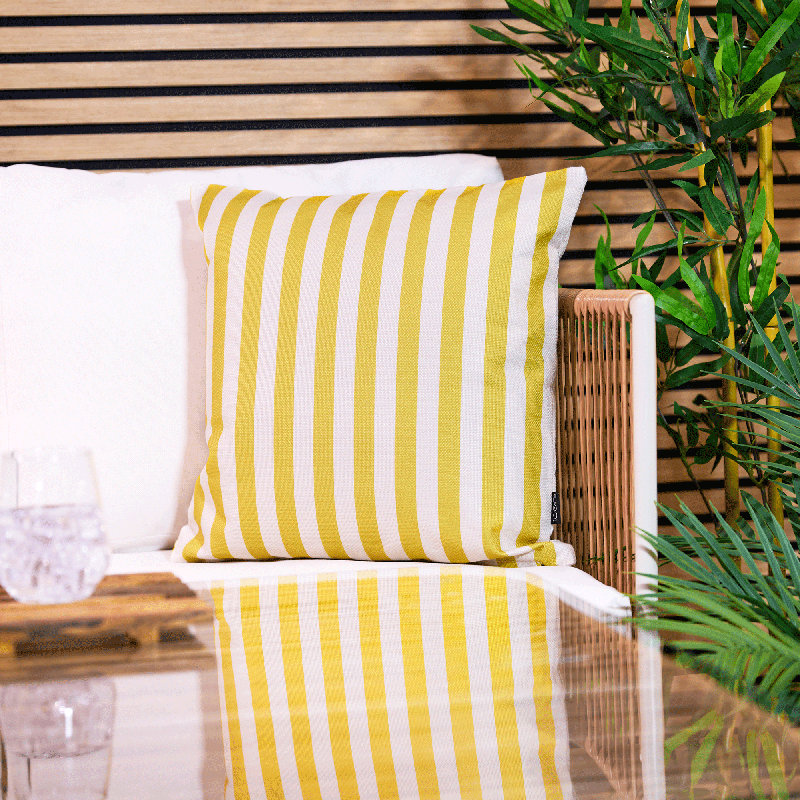 Bean Bag Bazaar Stripe Indoor-Outdoor Cushions Yellow