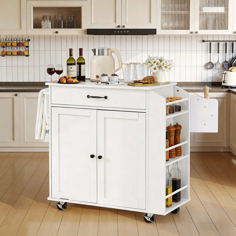 Chariot pour îlot de cuisine avec armoires de rangement