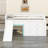 Low Loft Bed With Slide,Three Storage Drawers And Two Doors-517136391