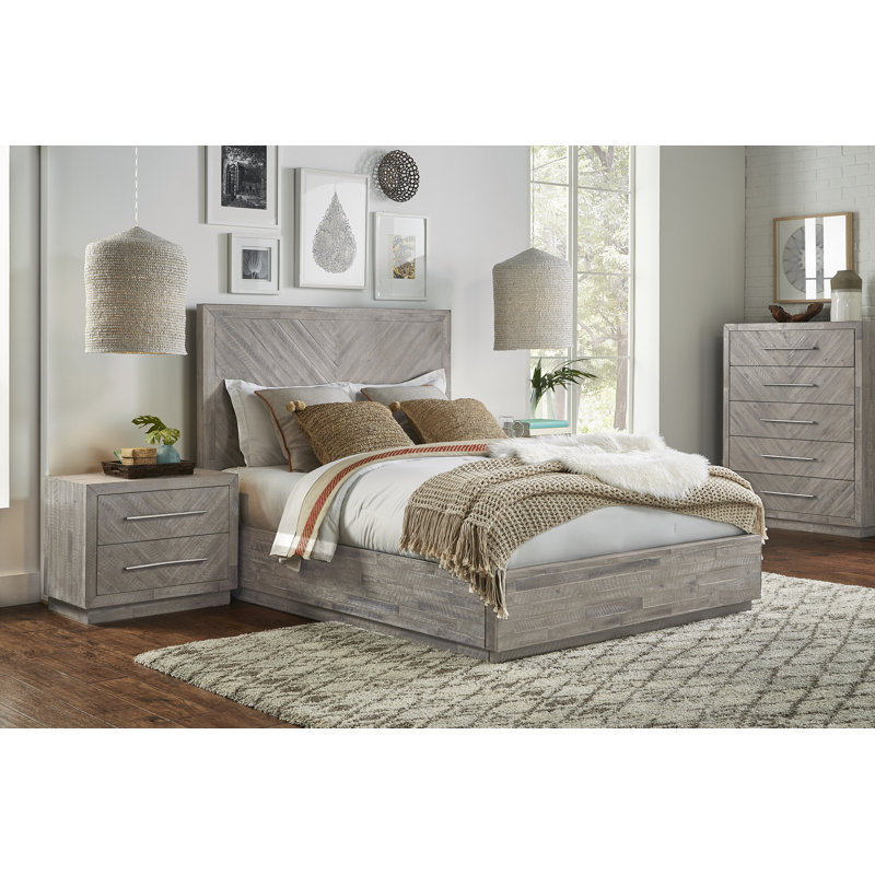 Ensemble de chambre configurable avec lit plateforme en bois massif Annebelle