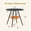 Table de salle à manger ronde, plateau en MDF thermoformé, pieds en bois massif, avec panier de rangement suspendu en osier. Une table basse décontractée, idéale pour 2 à 4 personnes.-809605693