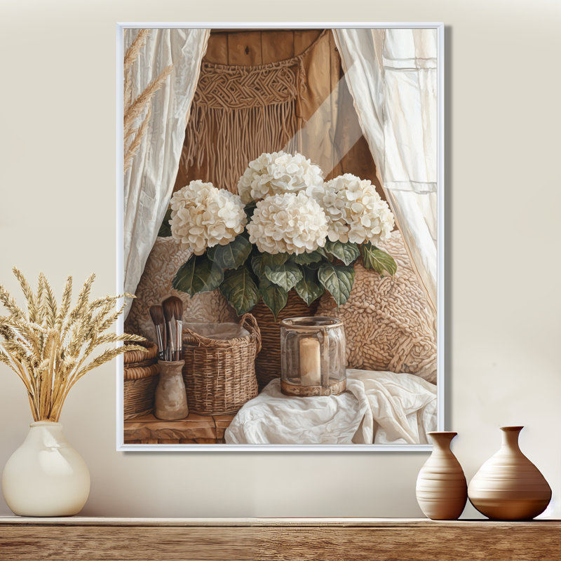 «Goshen Boho Hydrangeas» par The Boho Tent II - Hydrangea, reproduction d'art sur toile encadrée, H 20 po x l 12 po, Blanc