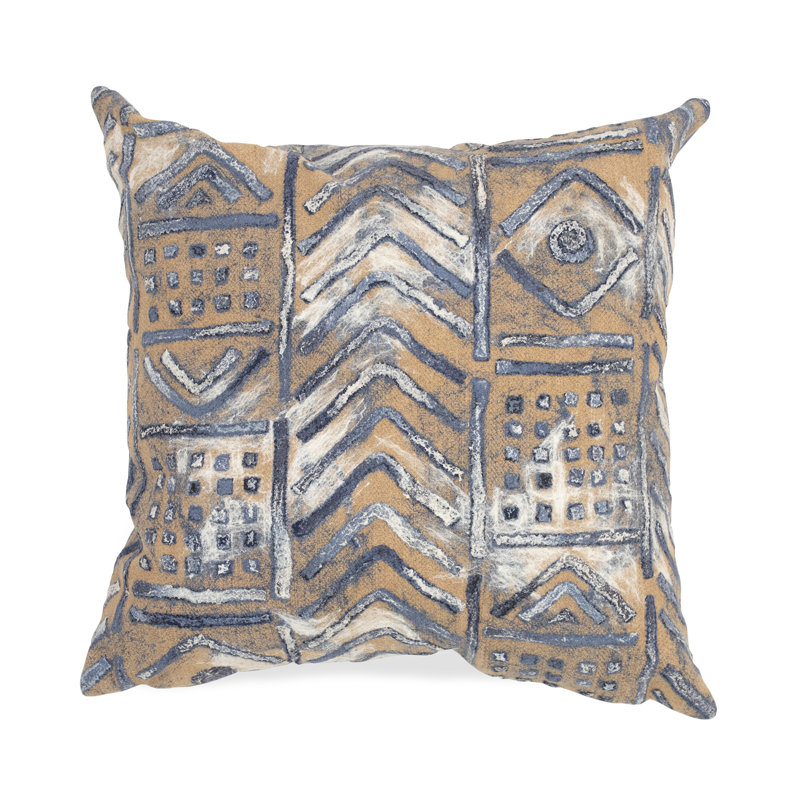 Geometric Outdoor Reversible Throw Pillow, Blue
