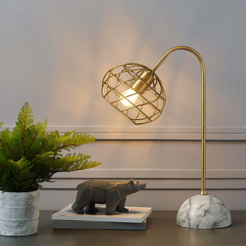 Lampe de table Salient en laiton et faux marbre blanc