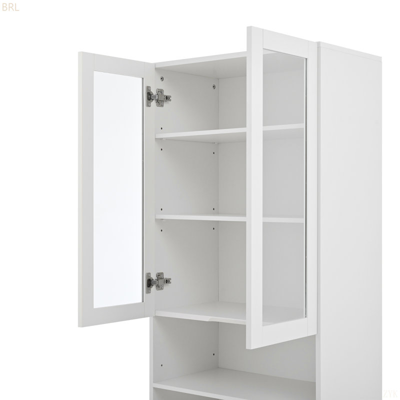 Versatile Makeup Vanity Desk With Mirror And Charging Station, Dressing Table With 8 Hidden Storage Compartments, Computer Desk With 3 Drawers, 2 Cabinets And Open Shelves,Home Office Desk,