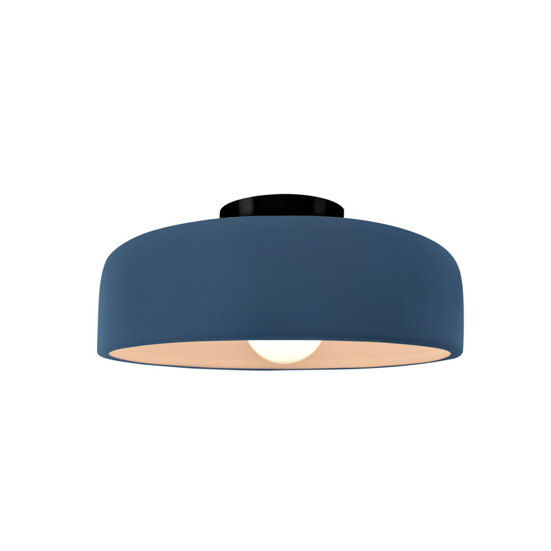 Plafonnier semi-encastré en céramique Dottie, Ciel à minuit, Noir mat, H 6 po x l 10 po x P 10 po