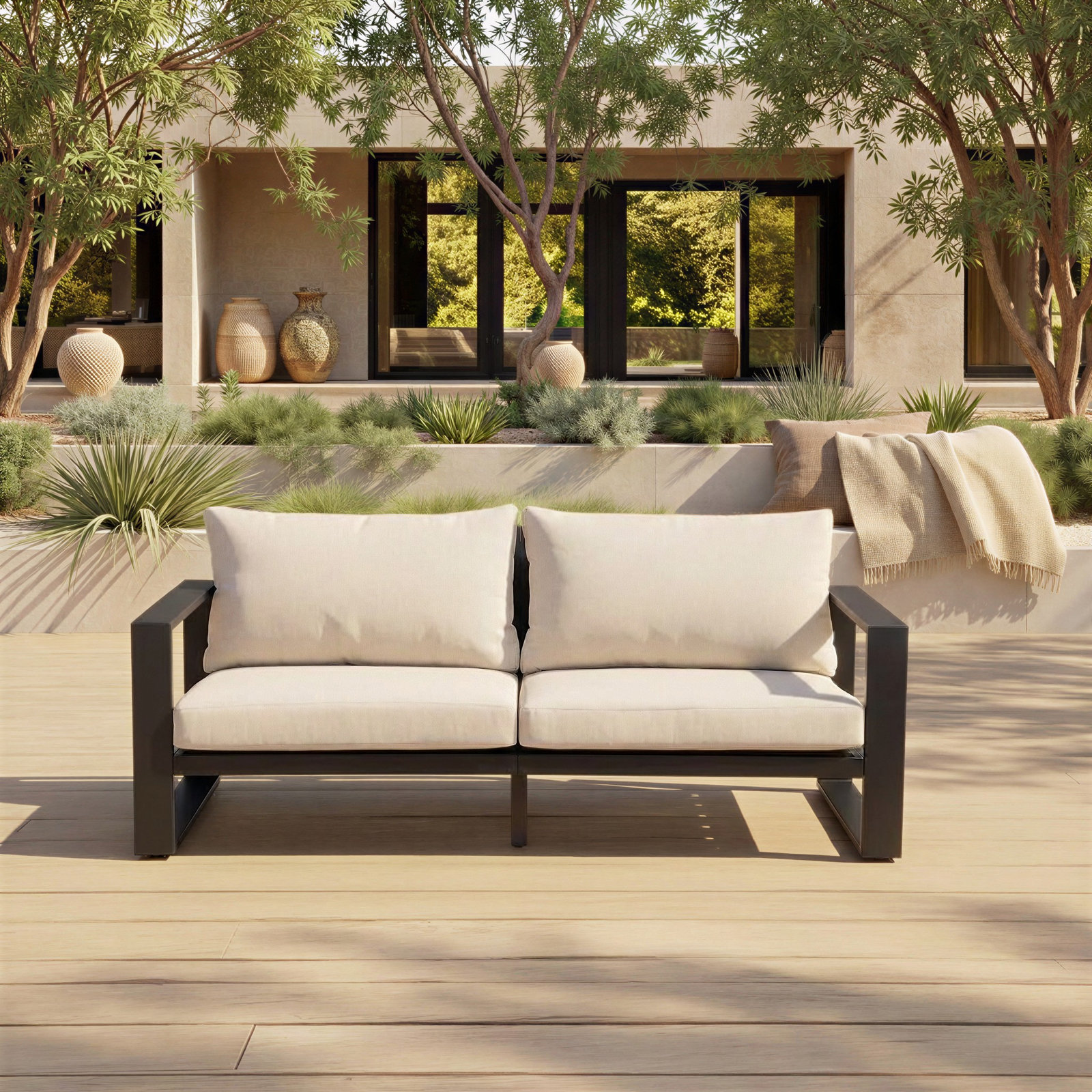 Dwyer Aluminum Outdoor Sofa, Black