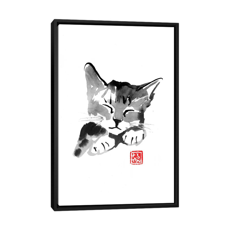 Cute Cat by Péchane - Print on Canvas, Black Framed, 66.04 cm H x 45.72 cm W
