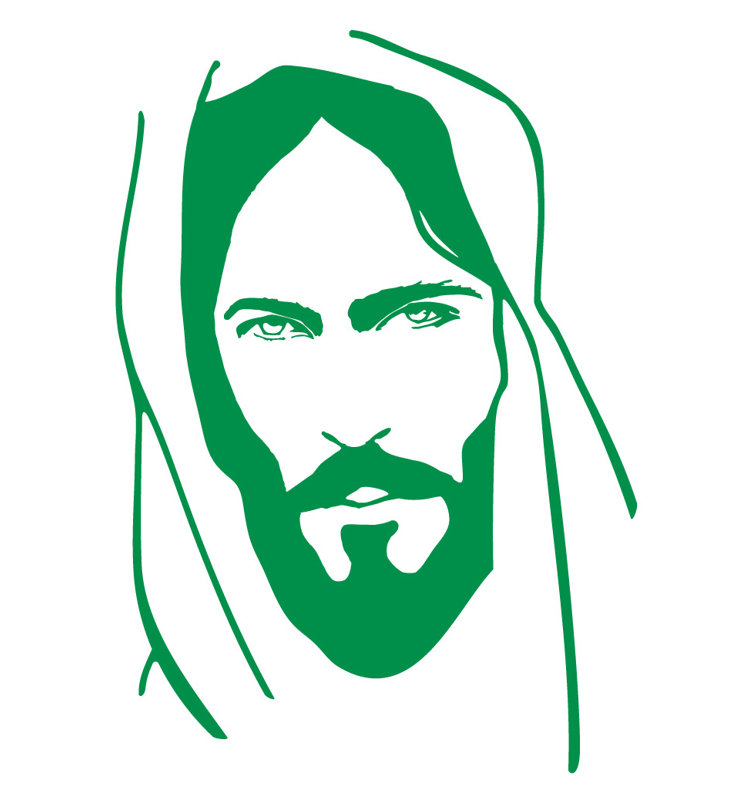 Décalcomanie murale face of jesus, Vert clair, H 36 po x l 25 po x P 0,01 po