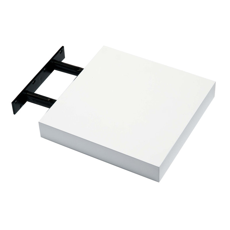 Hudson Floating Wall Shelf Kit, Chunky 3.8cm, Gloss White, 3.8cm H x 30cm W x 23.5cm D