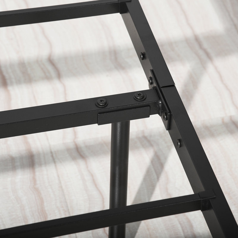 Metal Bed Frame with Beard Design Headboard, Single (3'), Black