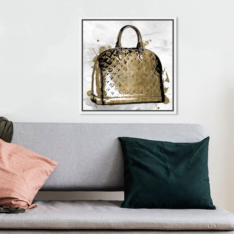 «LV Gold», impression sur toile, H 12 po x l 12 po, Toile avec cadre blanc