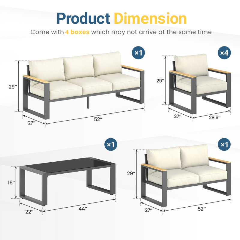 9-Person Outdoor Furniture Set, Beige
