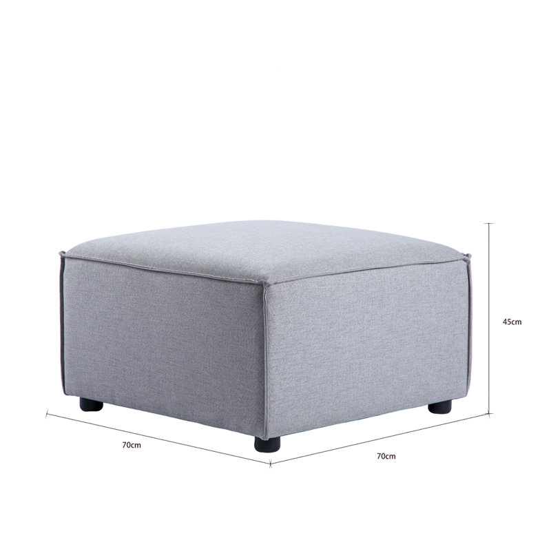 Ishah Module Sofa With 2 Ottoman Grey, 75cm H x 310cm W x 90cm D