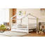 Lit double en bois avec lit gigogne simple, blanc-129230637
