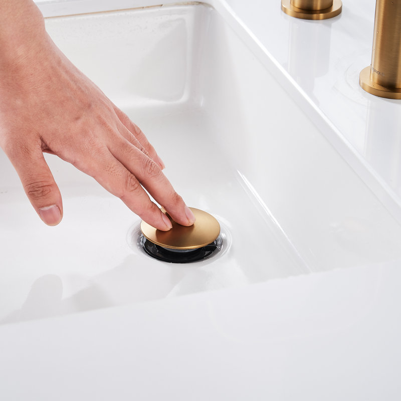 2-handle Bathroom Faucet with Drain Assembly, Brushed Gold
