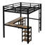 Lit mezzanine en métal noir avec bureau de chambre à coucher intelligent et structure sécurisée