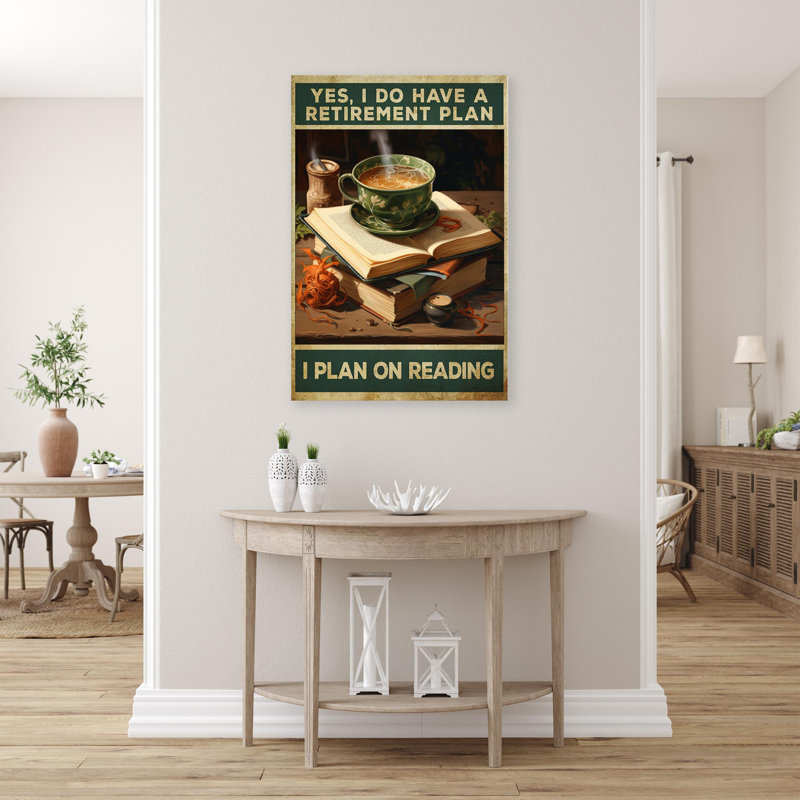 «I Plan On Reading - 1 pièce, impression rectangulaire», H 14 po x l 11 po x P 1,25 po