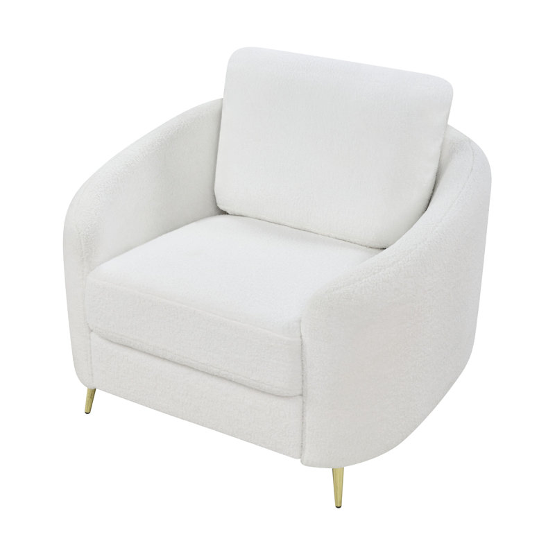Aaronette Upholstered Armchair, White Boucle
