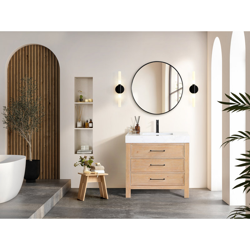 Ensemble de meuble-lavabo simple 36 po , Brun / noir mat