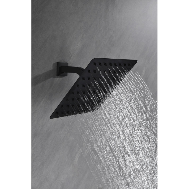 Rain Shower Head High Pressure Rainfall Showerhead Water Saving, Matte Black
