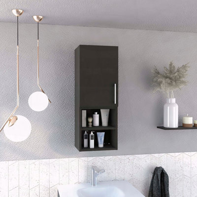 Madrid Medicine Cabinet – Single Door with Two External and Two Internal Shelves – Black