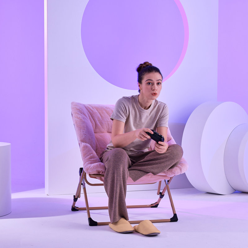 Chaise pliante empilable rembourrée en similicuir R Peace, Rose/Or