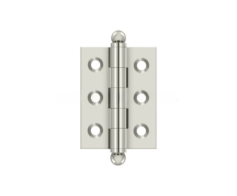 Butt Bearing Door Hinge, 2" H x 1.5" W, Polished Nickel