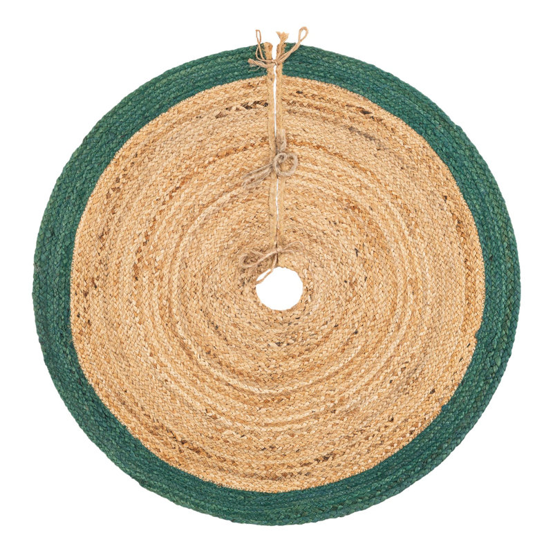 Jupe d'arbre de Noël à tisser Unique, Rond 3 pi 1 po, Vert / beige
