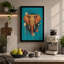 Elephant In Turquoise Modern - Print-136767890-136767891