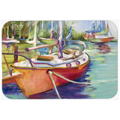 Caroline's Treasures Sailboat Glass Cutting Board