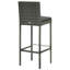 Chaise avec tabouret d'extérieur, rotin gris, coussins en tissu noir-106269960