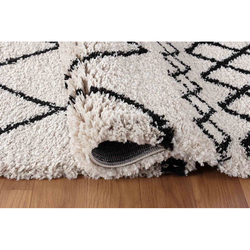 Judy Geometric Shag Area Rug, Rectangle 80 x 150cm