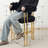 25" Upholstered Gold Chenille Arm Counter Stool (Set Of 2)-1503988499