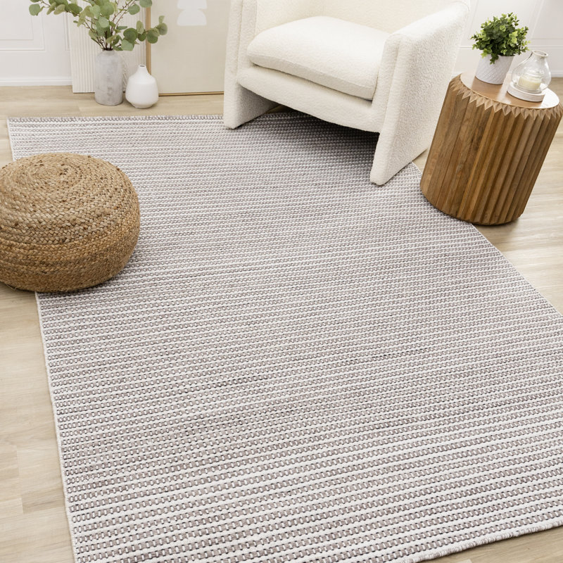 Tapis intérieur en polyester recyclé ivoire Tomoki, Rectangle 5 pi 3 po x 7 pi 7 po