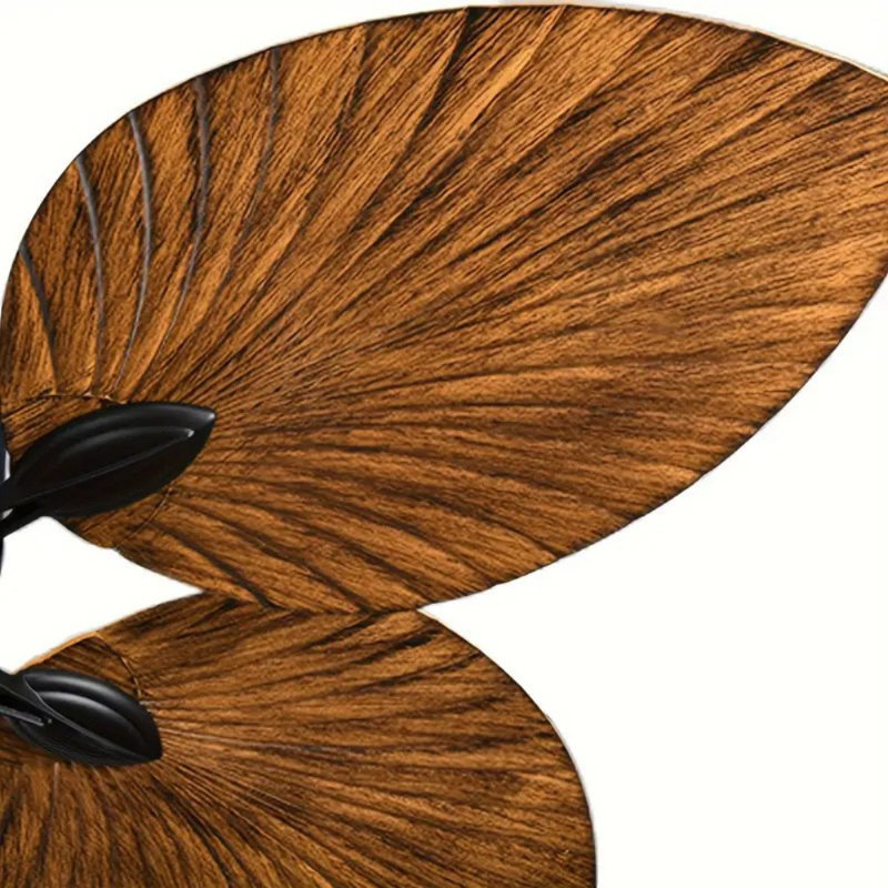 52- Inch Tropical Ceiling Fans With Light And Remote, 5 Leaf Blades Energy- Efficient Ceiling Fan For Outdoor, Indoor- Brown