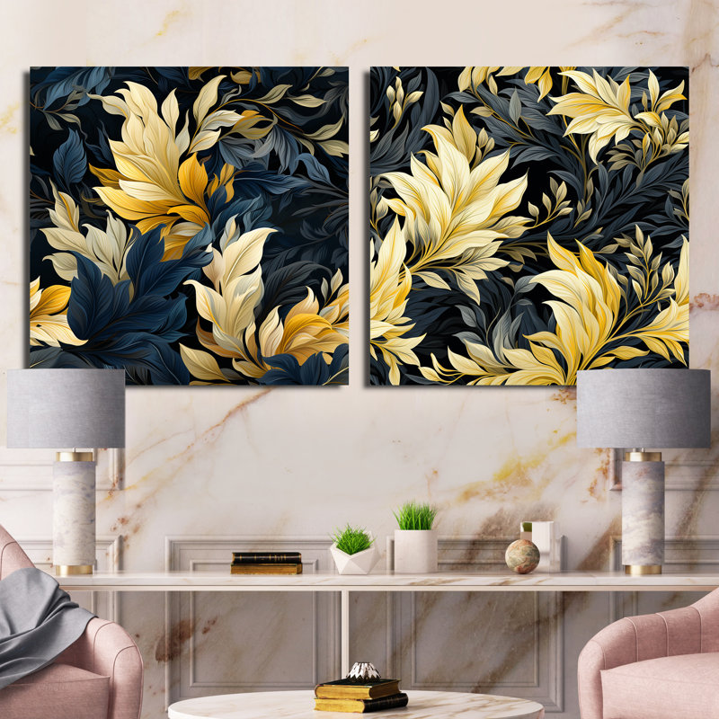 Lamberth - Ensemble de 2 collages carrés tropicaux, H 30 po x l 61 po, Toile tendue
