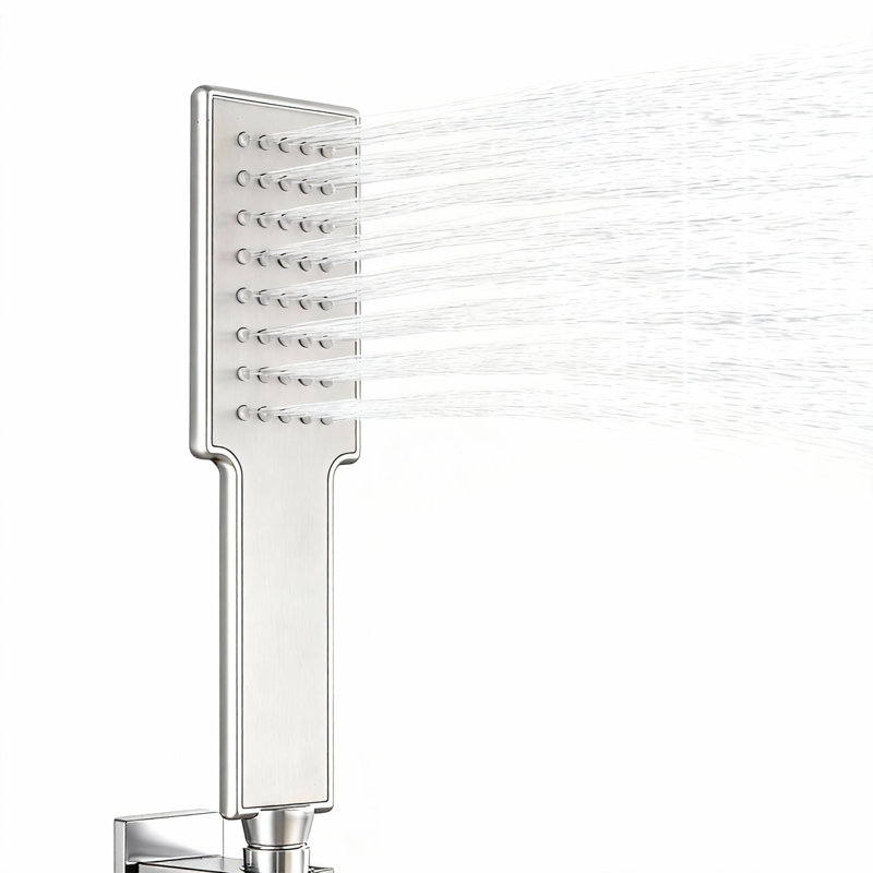 304 Stainless Steel Handheld Shower Head With Standard U.S. NPT 1/2 Thread And Anti-Clogging Silicone Nozzles, Brushed Nickel